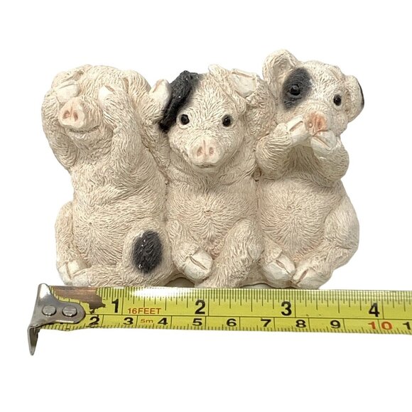 Stone Critters Figurine 3 Little Pigs See Hear Speak No Evil 4 Inch Piglets - Picture 5 of 6